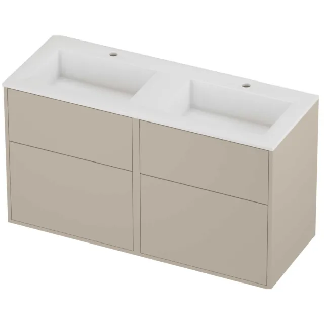 Proline Aristo Badmeubelset Polystone Elegant 120x46x67 cm Glans Wit Soft Linen Beige