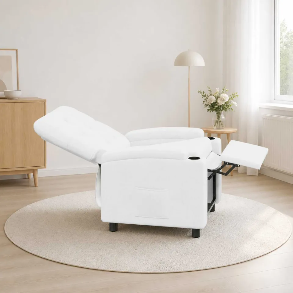 vidaXL Ligstoel Wit 75 x 95 x 101 cm Stof, foto 2