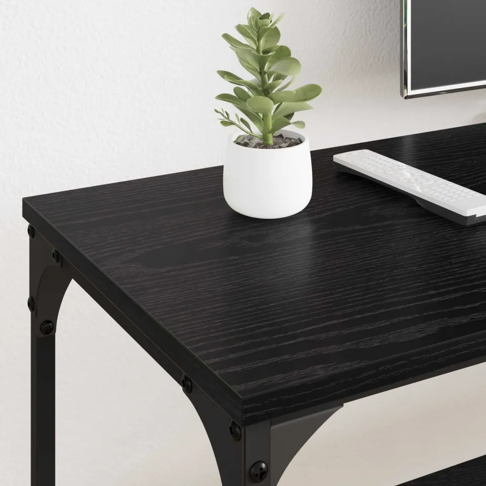vidaXL TV-kast Zwart Eiken 201 x 35 x 45 cm Gemonteerd hout en ijzer, foto 4