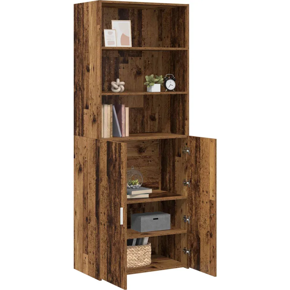 vidaXL Hoge kast Oud hout 70 x 42,5 x 185 cm Bewerkt hout Bruin