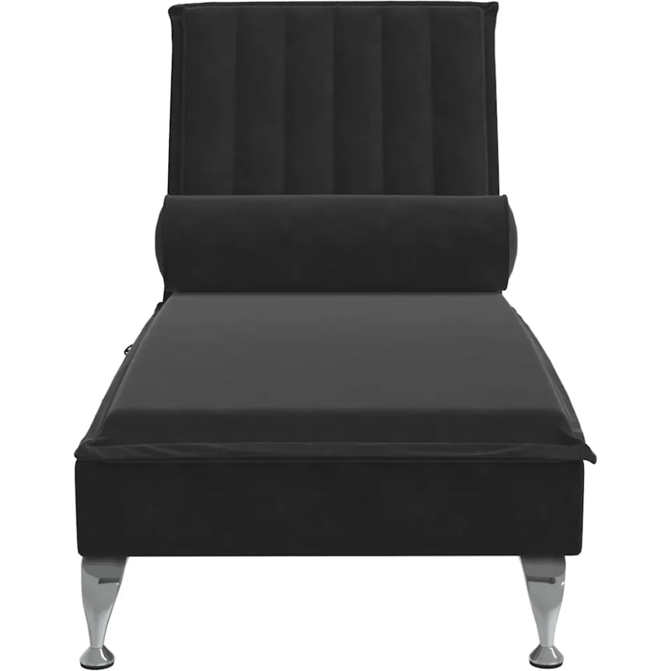 vidaXL Massage chaise longue met bolster fluweel zwart, foto 4