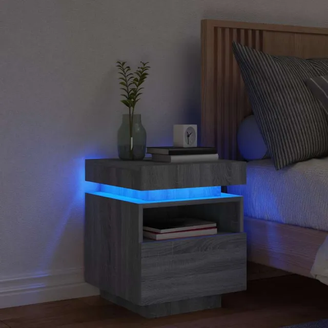 vidaXL Nachtkastje met LED-verlichting 40x39x48,5 cm grijs sonoma, foto 2