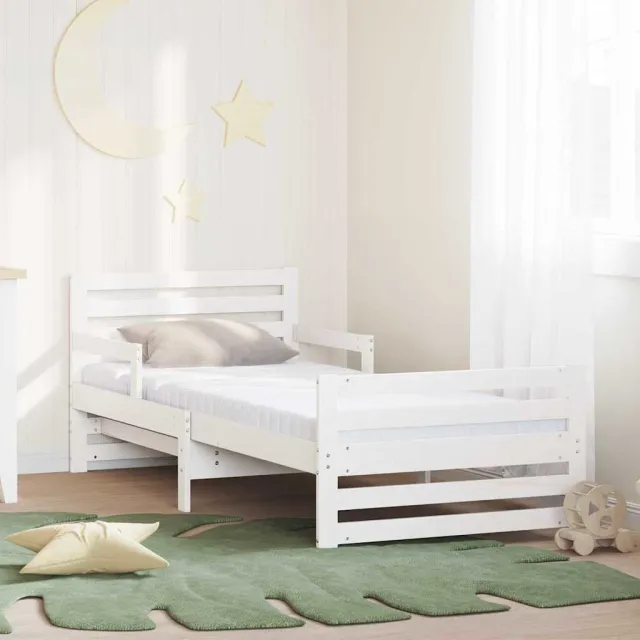vidaXL Bedframe met uitbreidbaar matras met hoofdeinde Wit 80 x 200 cm
