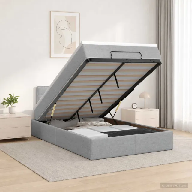 vidaXL Ottoman bed met matras Lichtgrijs 120 x 190 cm Stof
