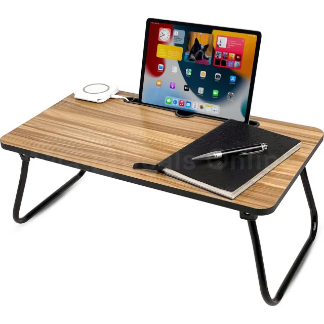 MDO Bedtafel - Laptoptafel - Bank tafeltje - Ontbijttafeltje - Bamboe look Zwart