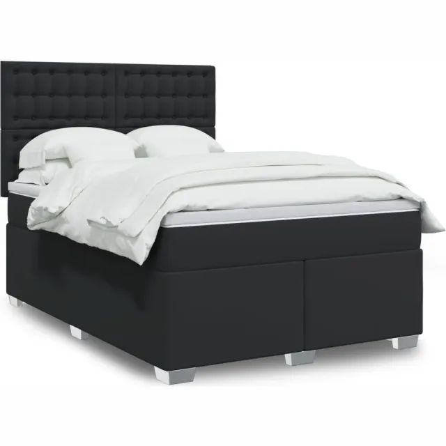 vidaXL Boxspring met matras kunstleer zwart 140x200 cm