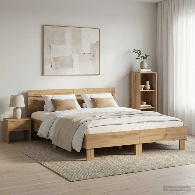 vidaXL Bedframe Artisanaal eiken 120 x 190 cm Bewerkt hout Bruin