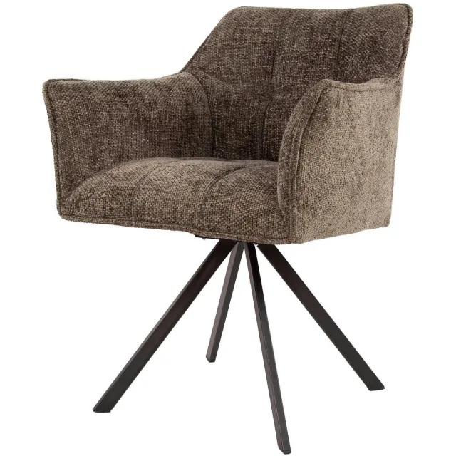 Nest of Nora Set van 2 - Nest of Nora Eetkamerstoelen Elda - Met armleuning en draaibaar - Taupe draaistoel Lichtbruin