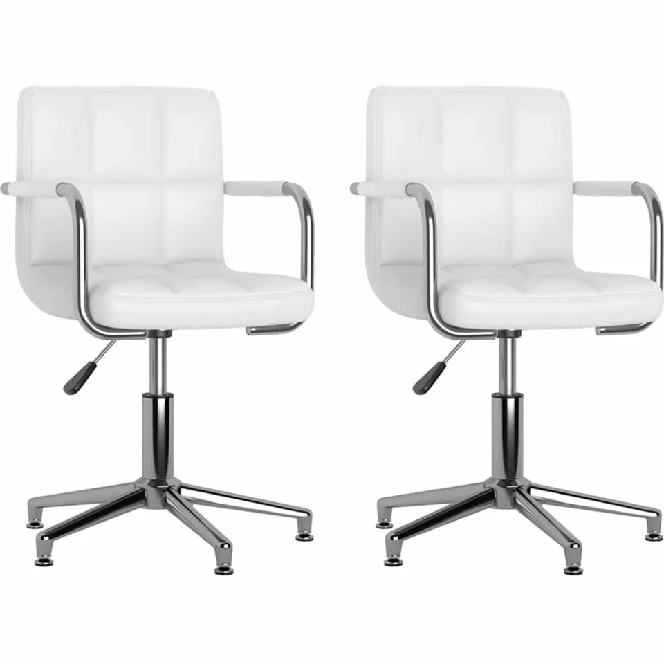 vidaXL Eetkamerstoelen draaibaar 2 st kunstleer wit, foto 3