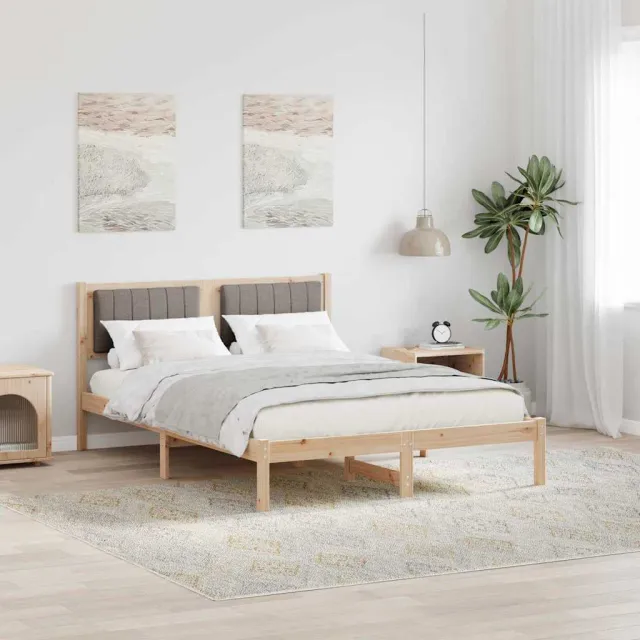 vidaXL Bedframe met Gevoerd Hoofdgedeelte Taupe 140 x 200 cm Bruin