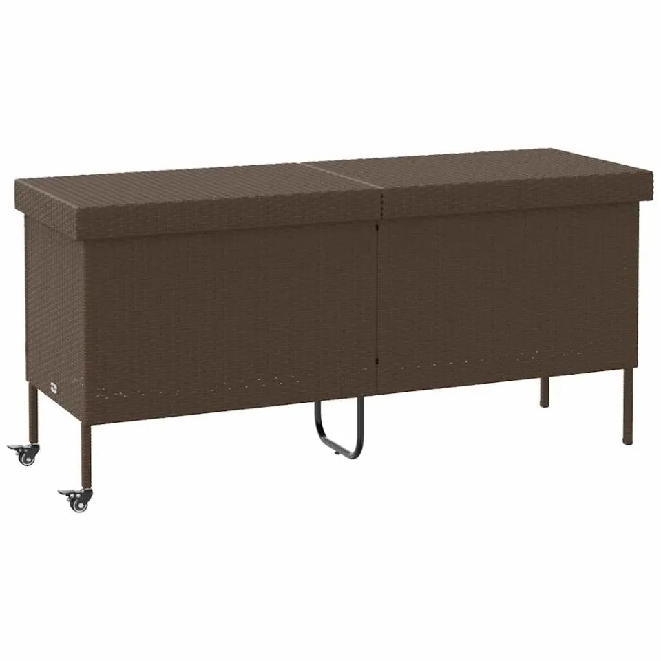 vidaXL Tuinbox met wielen 160x55x75 cm poly rattan bruin, foto 3