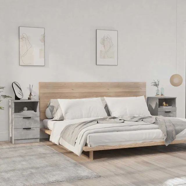 vidaXL Nachtkastjes 2 st bewerkt hout betongrijs grijs, foto 2