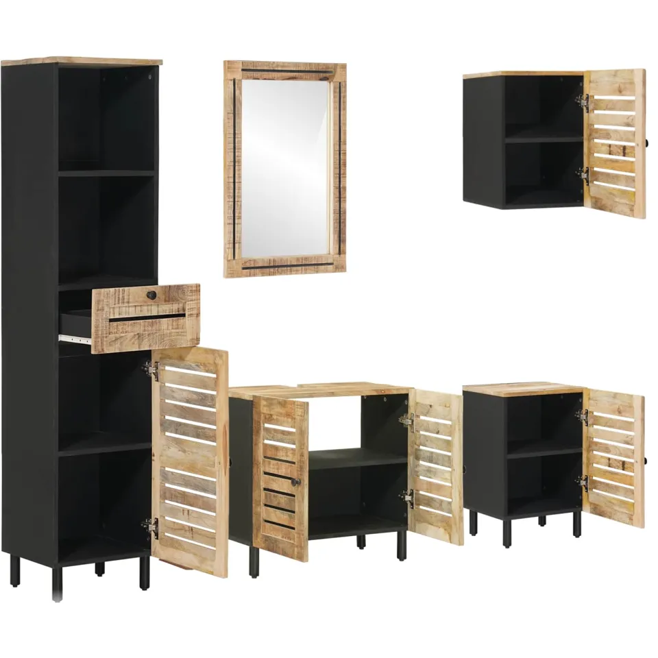 vidaXL Badkamerkastenset 5 st Naturel 38 x 33 x 160 cm Bruin