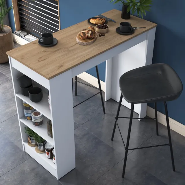 Skye Decor , Keukentafel, JA103 - 2345, Gemelamineerde spaanplaat, Walnoot & Wit, 120 x 50 x 100 cm
