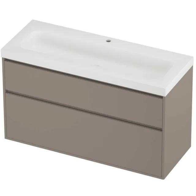 Proline Haga Badmeubelset Polystone Mezza 1 Kraangat Greeploos 120x46x73 cm Mat White Clay Beige
