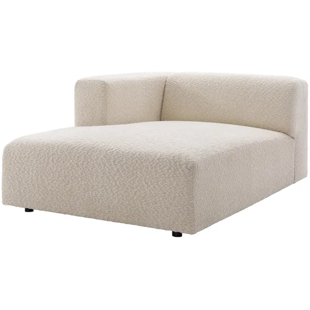 Vente-unique Chaise longue links met armleuning in beige chenillestof - TORISO