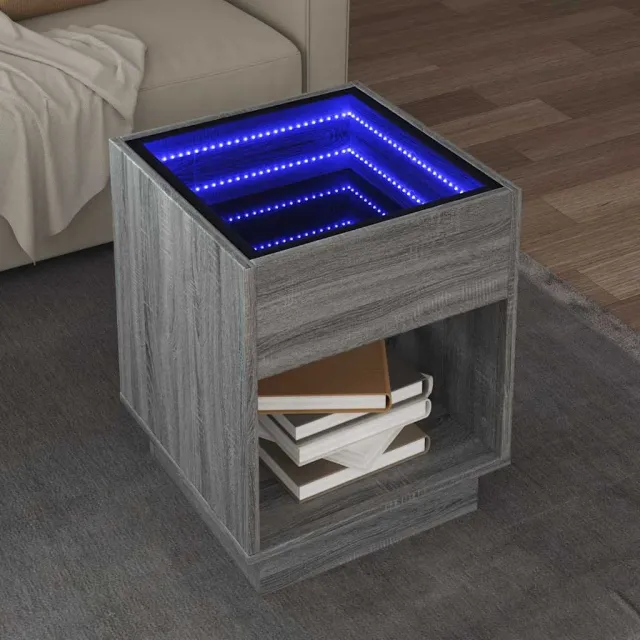 vidaXL Salontafel met Infinity LED 40x40x50 cm grijs sonoma eikenkleur, foto 2