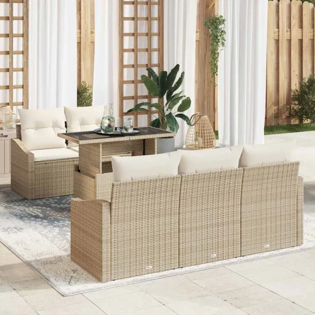 vidaXL Tuin Sofa Set 6 st Beige poly rattan, foto 2