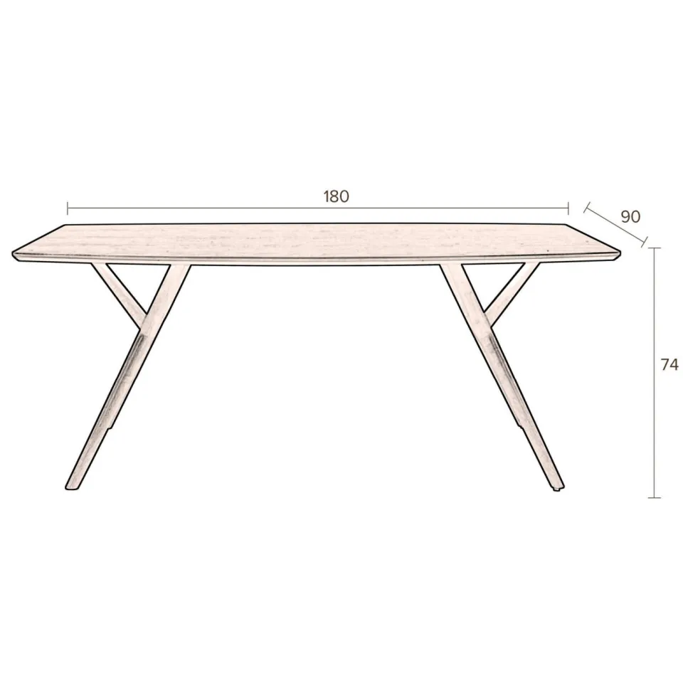 Dutchbone eetkamertafel Malaya (180x90 cm) bruin, foto 2