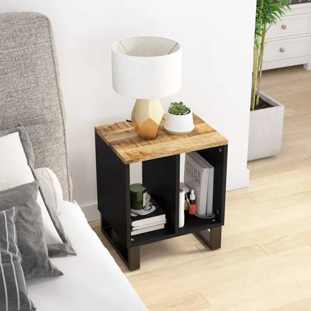 vidaXL Bijzettafel 40x31x46 cm massief mangohout en bewerkt hout bruin, foto 2