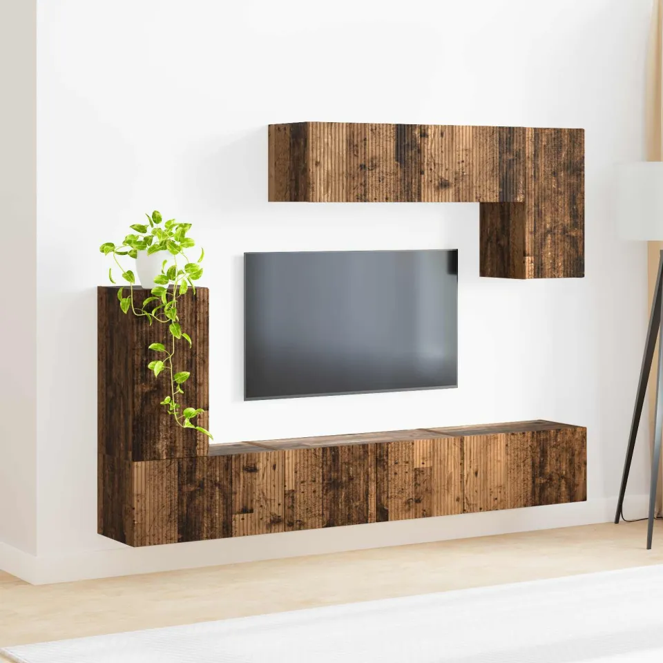 vidaXL Tv-meubelset 4 st Oudhout Bewerkt hout bruin, foto 4