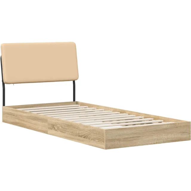 vidaXL Eenpersoonsbed met hoofdbord Sonoma Eiken 75 x 190 cm Bruin