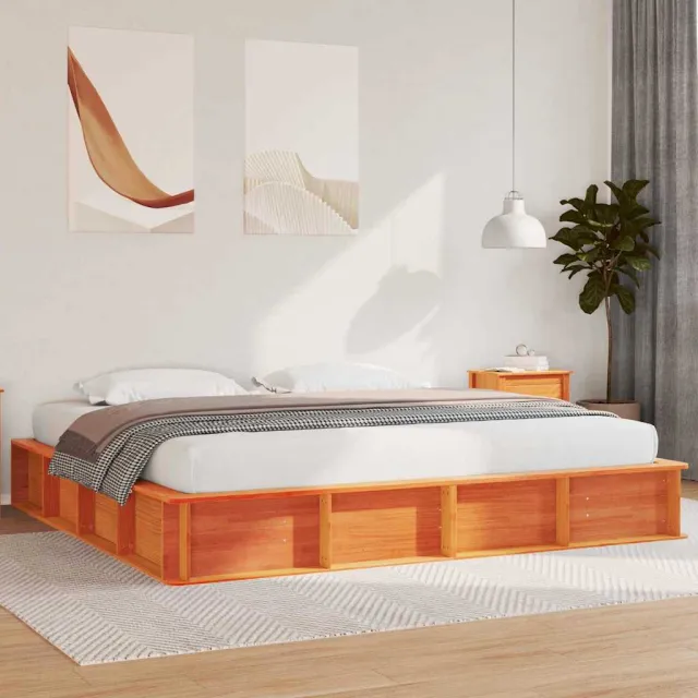 vidaXL Bedframe Wasbruin 200 x 200 cm Massief grenenhout