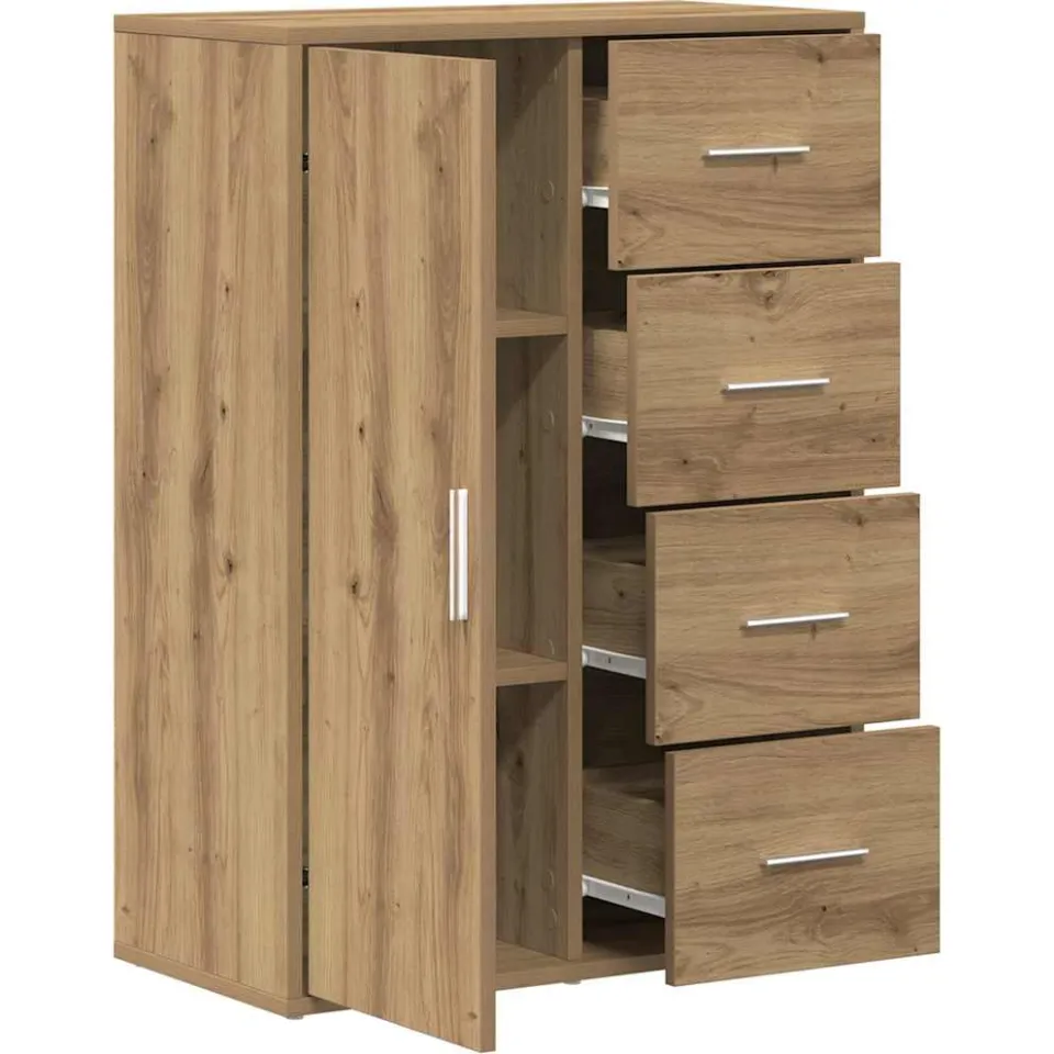 vidaXL Dressoir Artisan Eiken 60 x 31 x 84 cm Bewerkt hout Bruin