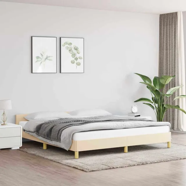 vidaXL Bedframe zonder matras stof crèmekleurig 180x200 cm