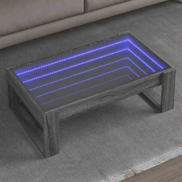 vidaXL Salontafel met Infinity LED 90x53x30 cm grijs sonoma eikenkleur, foto 2