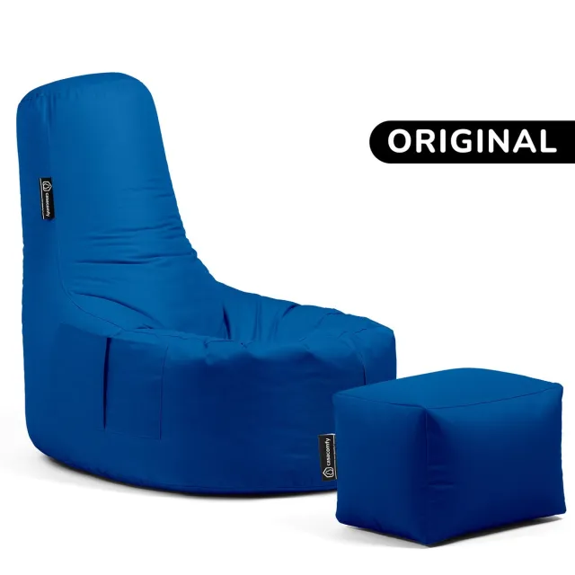 Casacomfy Relax Original - Zitzak met Voetenbankje - Volwassenen & Tieners - Ergonomisch - Waterbestendig - Binnen & Buiten - Blauw Blauw + voetbankje