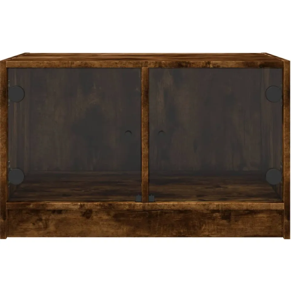 vidaXL Salontafel met glazen deuren 68x50x42 cm gerookt eikenkleurig, foto 4