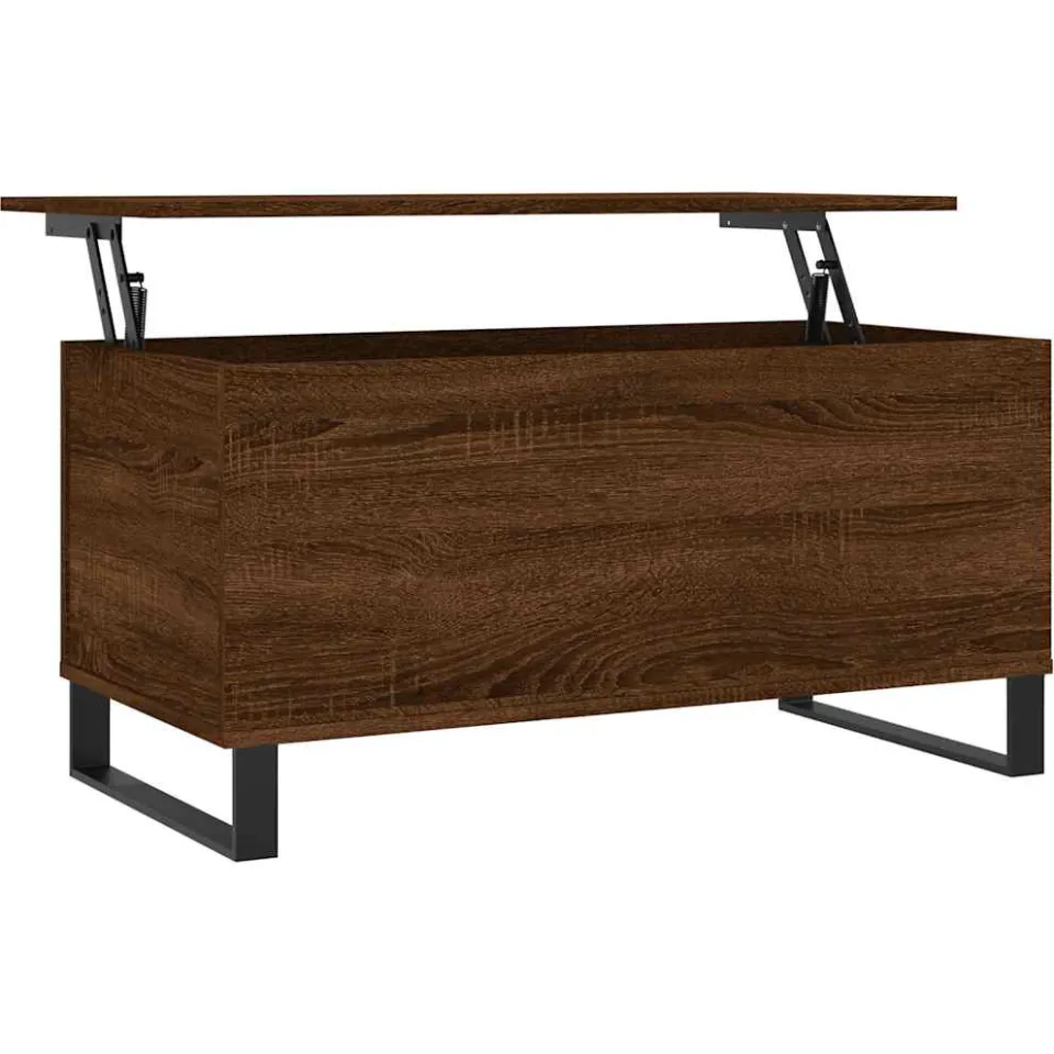 vidaXL Salontafel 90x44,5x45 cm bewerkt hout bruin eikenkleur, foto 3