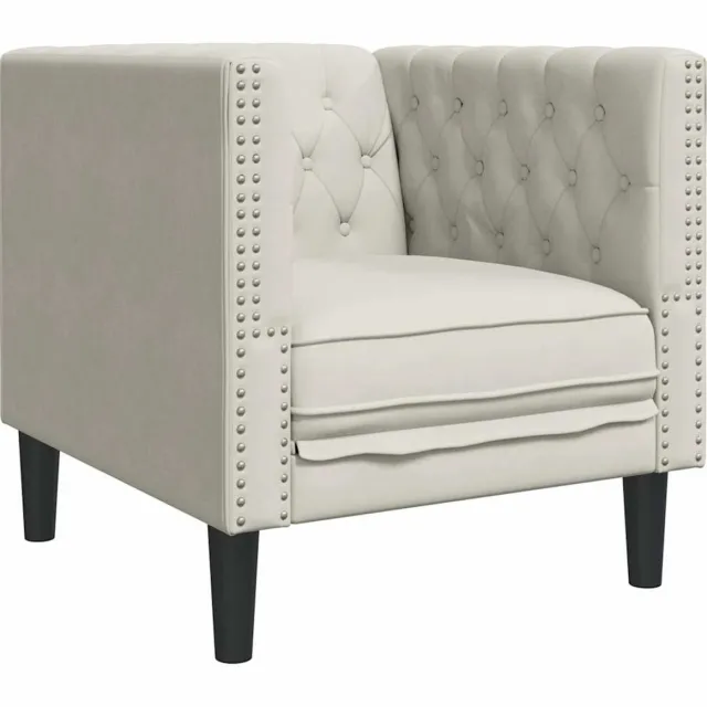 vidaXL Fauteuil - Chesterfield-stijl - fluweel - crèmekleurig