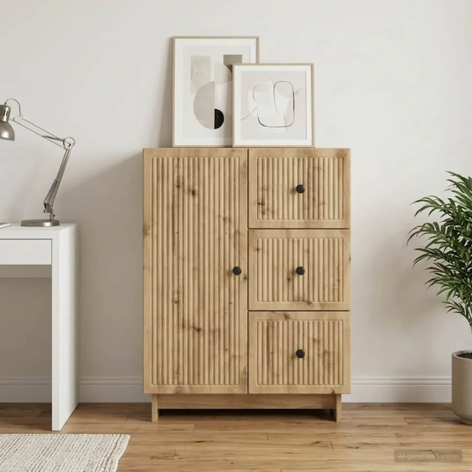 vidaXL Dressoir Artisanaal eiken 66 x 34,5 x 90 cm Bewerkt hout, foto 3