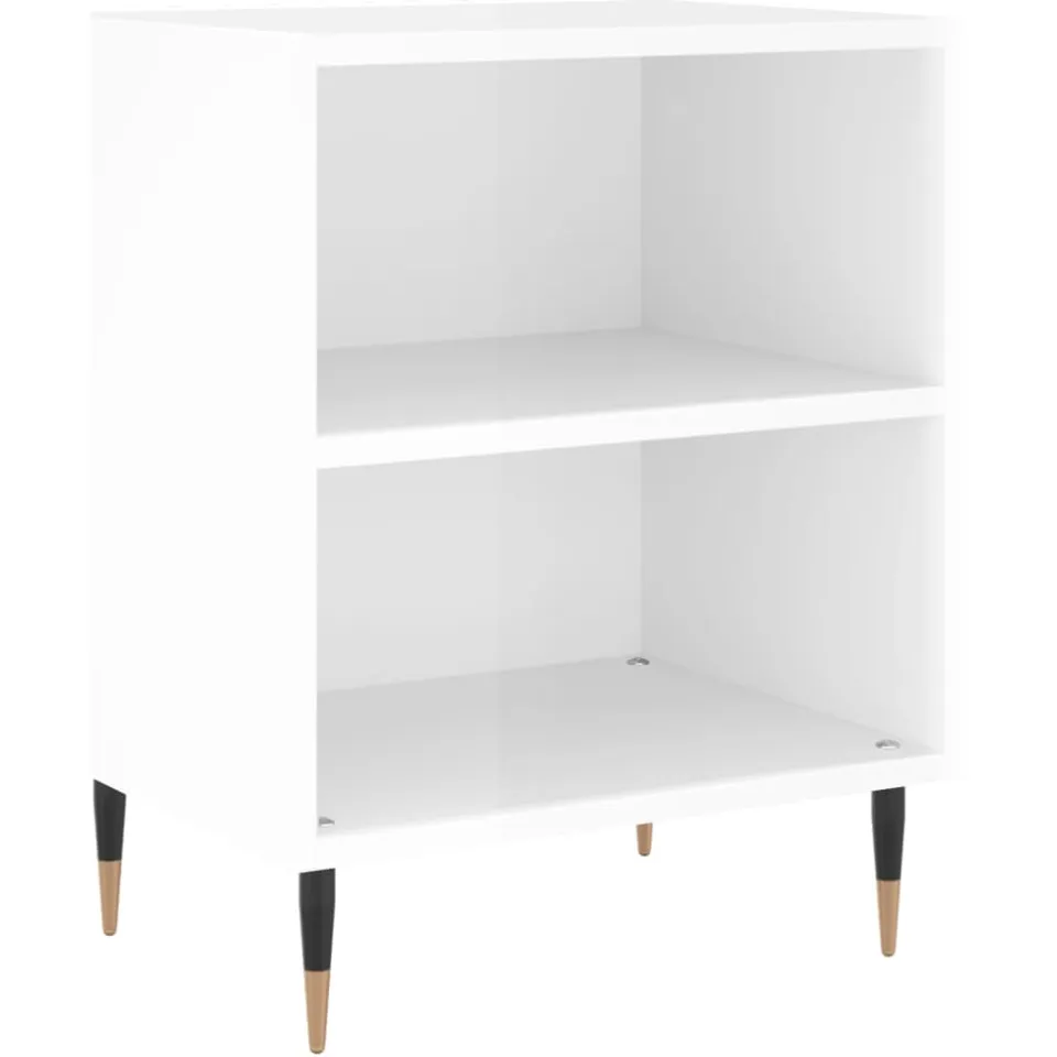 vidaXL Nachtkastjes 2 st 40x30x50 cm bewerkt hout hoogglans wit