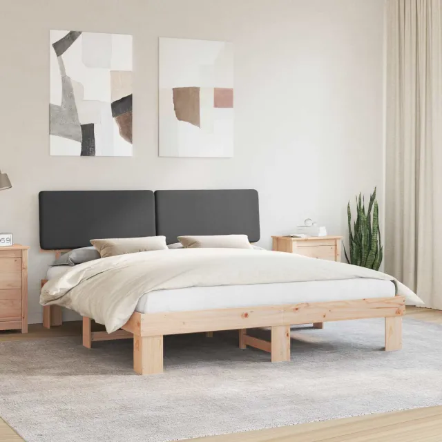 vidaXL Bedframe met Gevoerd Hoofdgedeelte Donkergrijs 200 x 200 cm