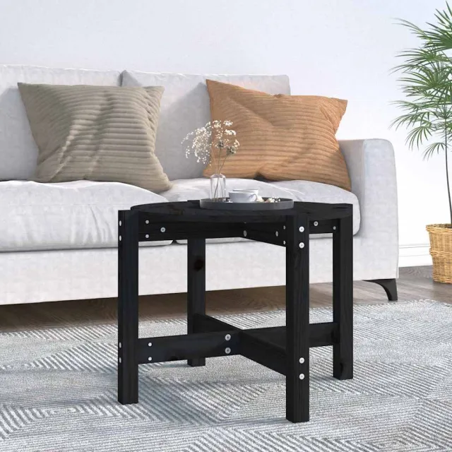 vidaXL Salontafel Ø 62,5x45 cm massief grenenhout zwart, foto 2