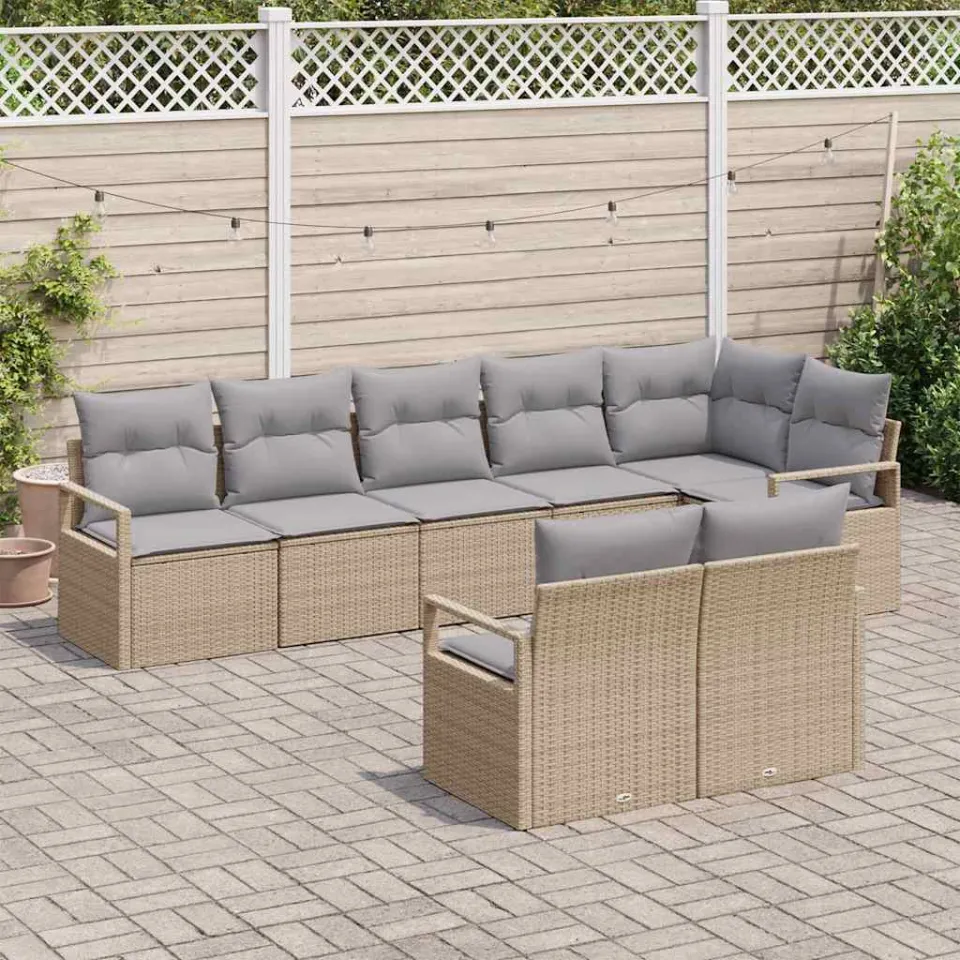 vidaXL Bankstel 8 st Beige poly rattan, foto 3