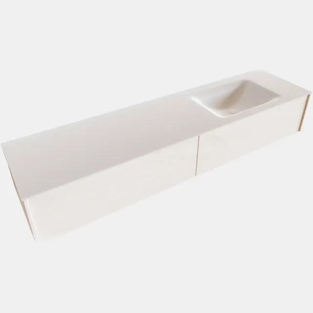 Boss & Wessing Badkamermeubel BWS Madrid Wit 180x45x30 cm Mat Witte Solid Surface Wastafel Rechts (2 lades, 1 kraangat)