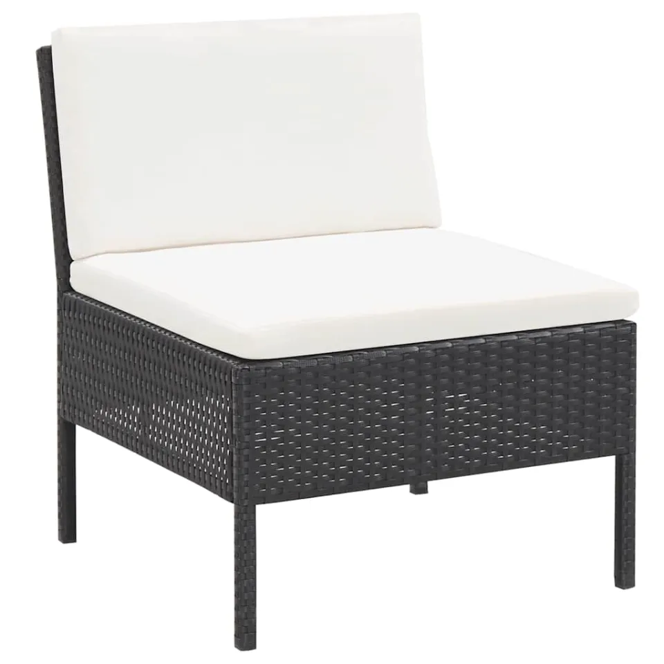 vidaXL 5-delige Loungeset met kussens poly rattan zwart, foto 3