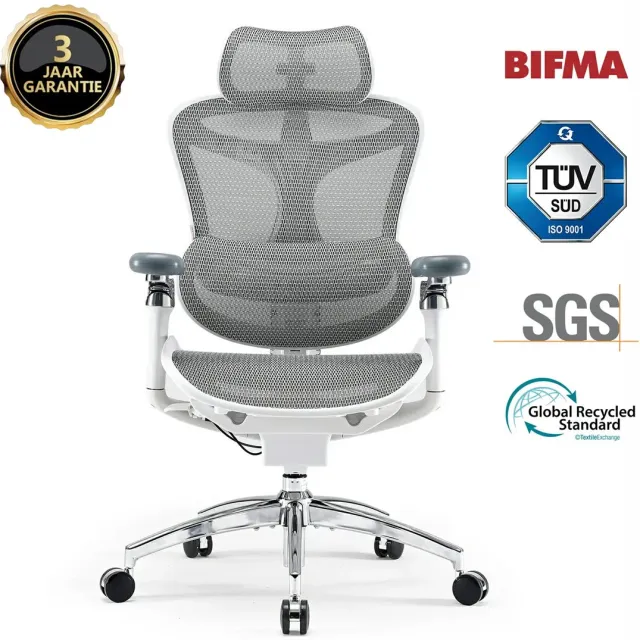 Sihoo Doro C300 Pro Ergonomische Bureaustoel - 5D Armleuningen, Zelfaanpassende Lendensteun, Mesh Rugleuning - Tot 150kg - 3 Standen Verstelbaar (92°/100°/112°) - BIFMA/TÜV Gecertificeerd - 77x67x127cm——Wit C300 Pro Wit