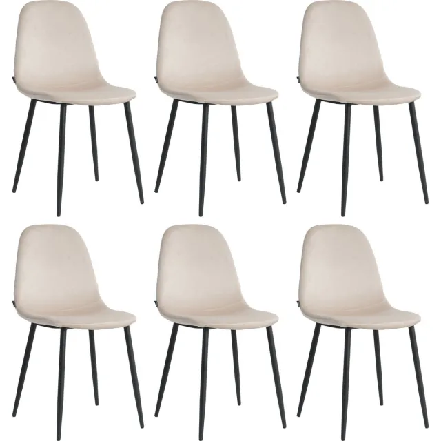 Lina Napoli Eetkamerstoelen - Cream - Set van 6 - Fluweel - Velvet