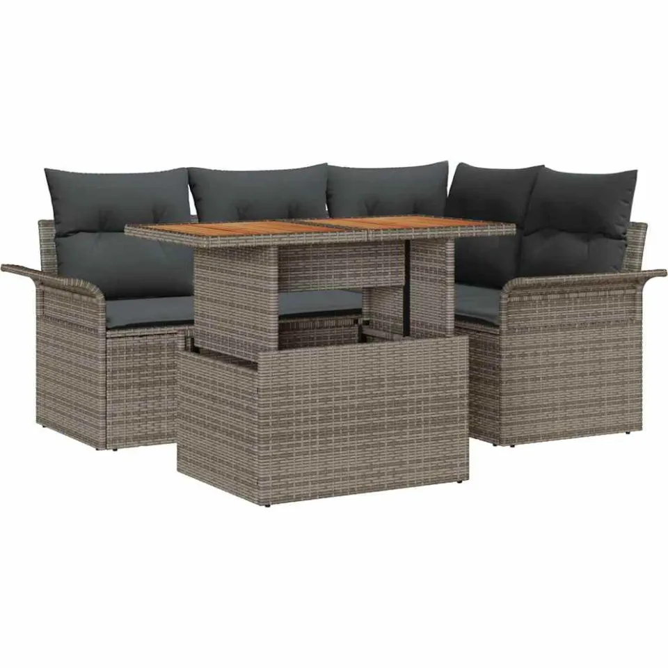 vidaXL Tuin Sofa Set 5 st Grijs Poly riet
