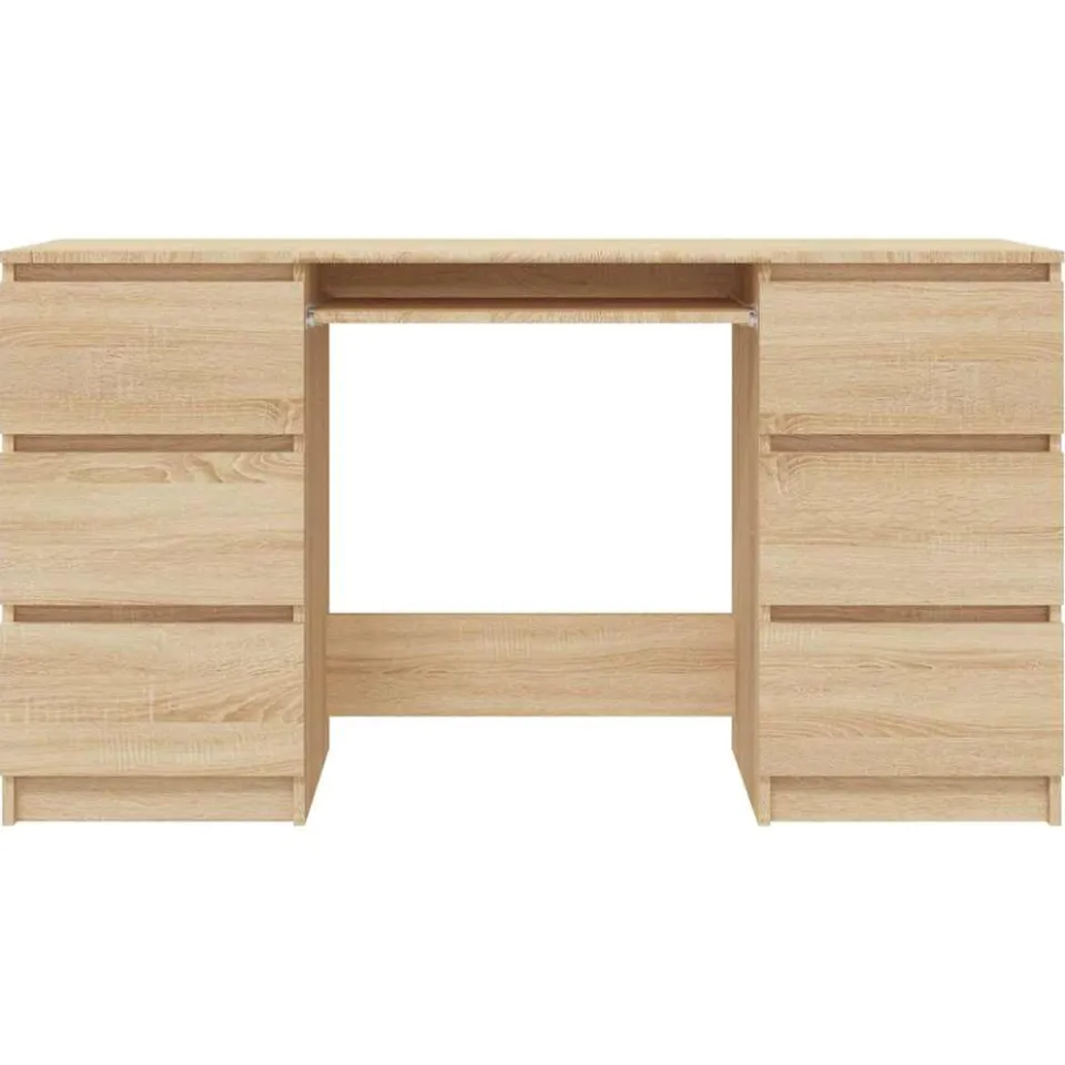 vidaXL Schrijftafel 140x50x77 cm bewerkt hout sonoma eikenkleurig Bruin