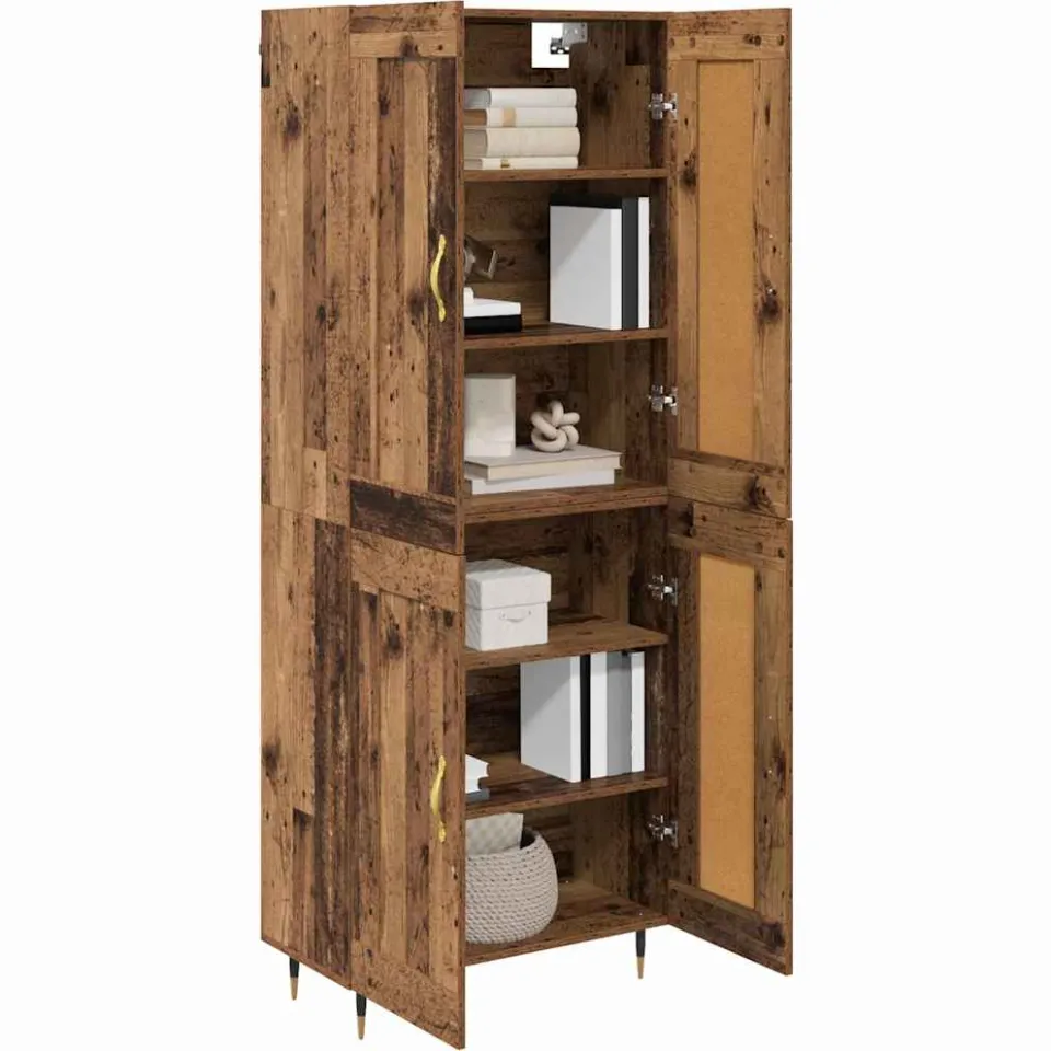 vidaXL Highboard Oud Hout 69,5 x 34 x 90 cm Bewerkt hout Bruin