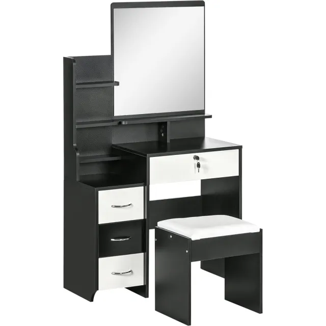 Homcom Kaptafelset - Spaanplaat - 80x38x143cm - Zwart
