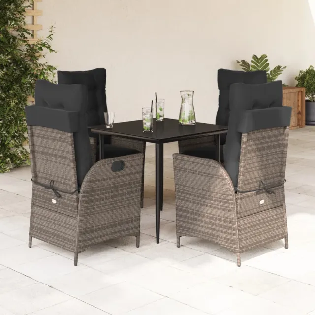 vidaXL 5-delige Tuinset met kussens poly rattan grijs, foto 2