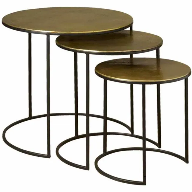 Tower Living Bijzettafel Renew Iron Set - Rond Brons Metaal - Ø64x63cm