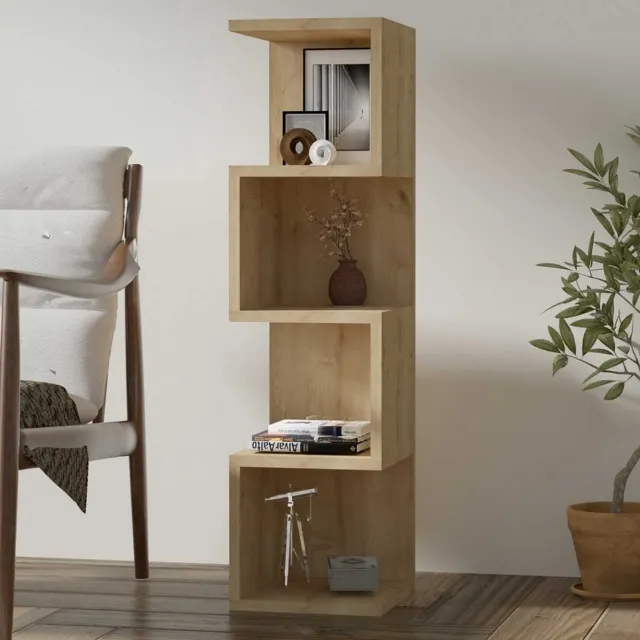 Skye Decor , Boekenkast, Alin - Sapphire Oak, Gemelamineerde spaanplaat, Saffier eiken, 25 x 27 x 95 cm Saffier Eikenhout